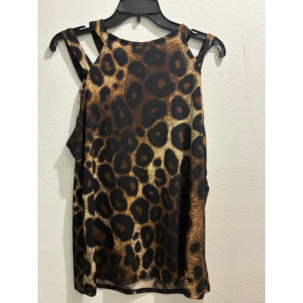 Diana Belle Leopard Print Caged Cutout Tank Top Blouse Women's Size XL - Picture 2 of 4